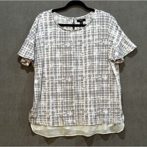 Simply Vera Wang Flowy Blouse Ruffle Cap Sleeve Gray XL Business Minimalist Work